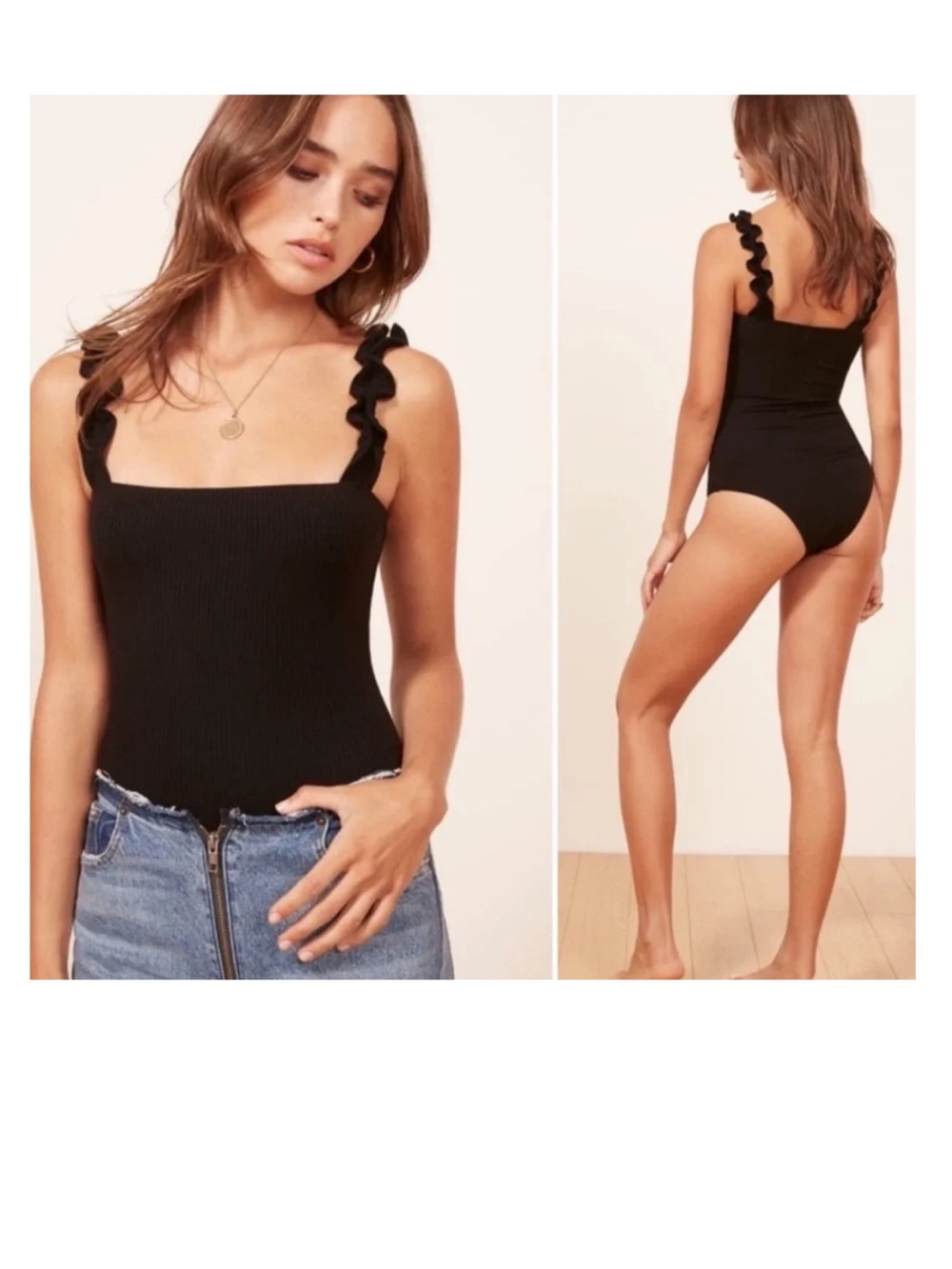 Reformation Hampton bodysuit in black rib